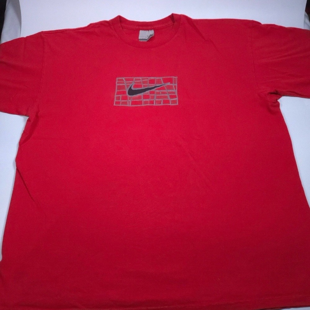 Vintage Nike Grey/silver Tag Nike Center Swoosh Red T Shirt Made In USA XL